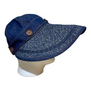 Dahlia 2 in 1 Denim & Straw Wide Brimmed Hat